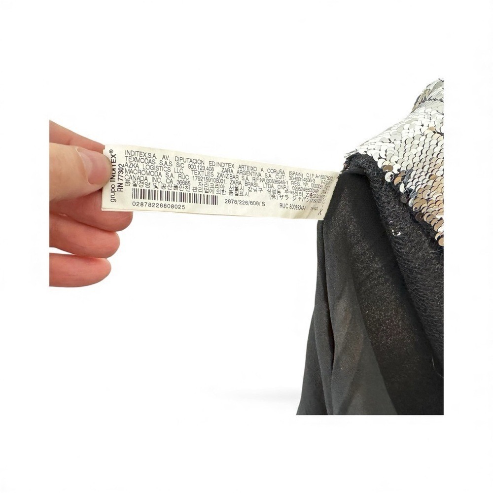 NWT Zara Women's Small Sequin Spaghetti Mini Slip A-line Dress Silver‎ Sparkle - Picture 5 of 7